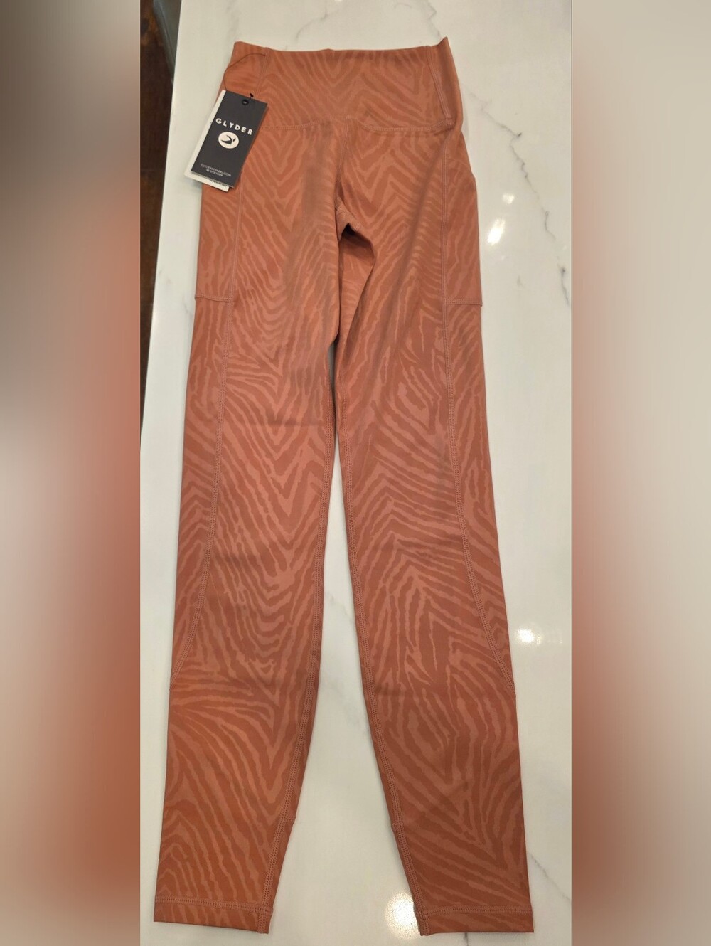 XS Glyder Coral Zebra-Print Leggings Taper Leg - Clay Zebra Gloss - PDP-6587